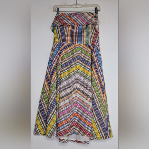 Ralph Lauren Plaid Strapless Lined Dress Back Zip With Bow Size 8 NWT - Picture 2 of 5